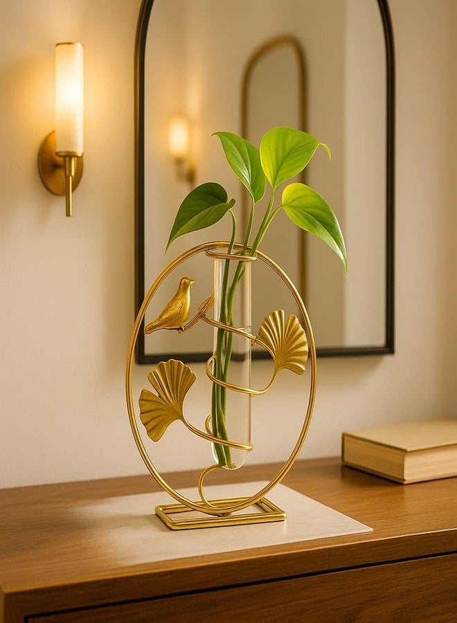 CentraLit مزهرية زجاجية للزراعة المائية من سنتراليت مع حامل معدني، مزهرية أنبوب اختبار للنباتات، مزهرية صغيرة للبراعم، مزهرية للزهور، ديكور داخلي، مكتب منزلي، حفل زفاف، حديقة - Image 5